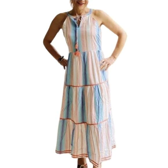 Matilda Jane Women's Size Medium Let's Go Together Sunset Season Striped Maxi Po - Picture 5 of 12